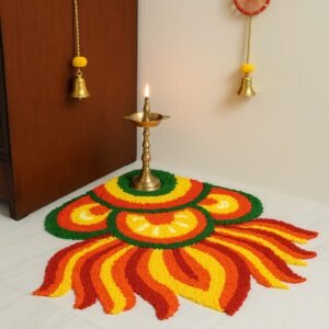 Corner Lotus Rangoli Mat, 28 x 28 inches