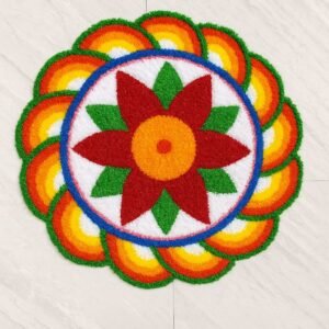 Flower Circle Rangoli Mat, 23 x 23 inches