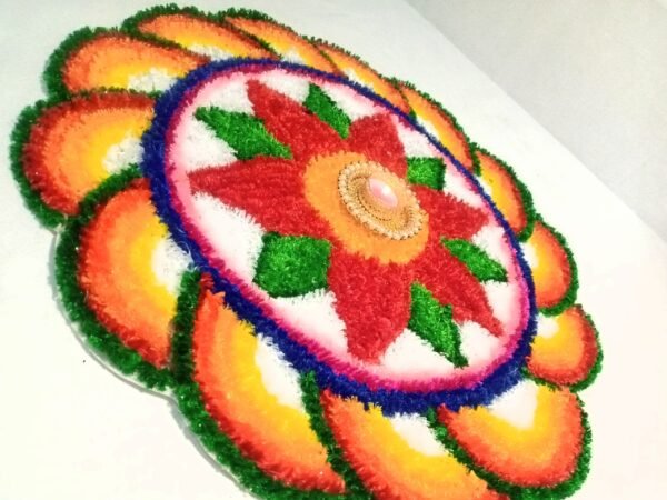 Flower Circle Rangoli Mat, 23 x 23 inches - Image 2