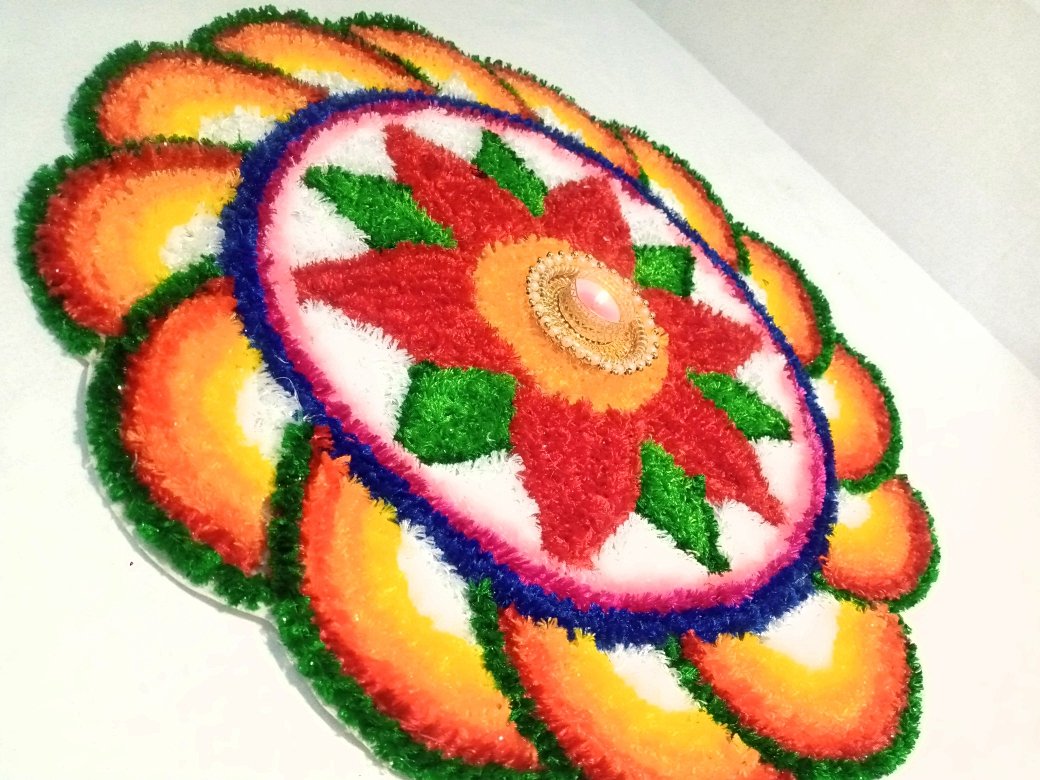 Flower Circle Rangoli Mat, 23 x 23 inches - Image 2