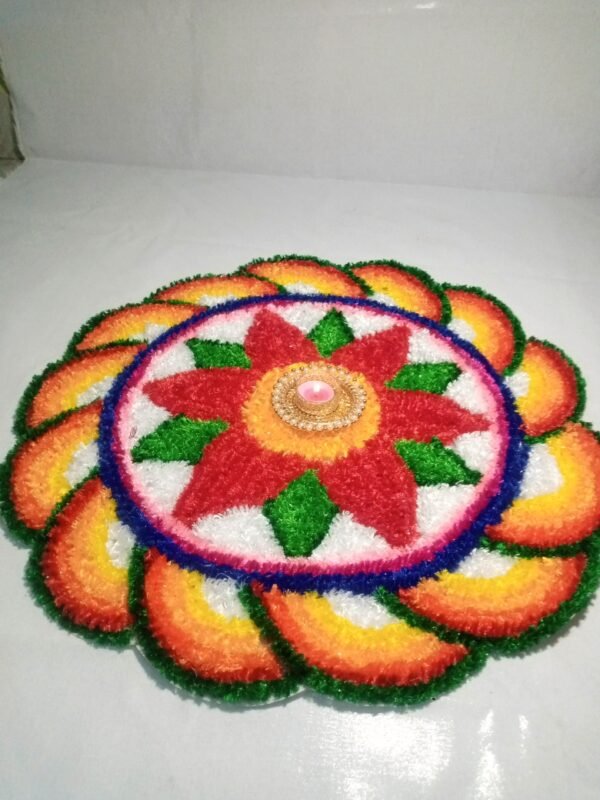 Flower Circle Rangoli Mat, 23 x 23 inches - Image 3