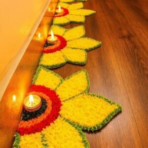 Half Wall Flower Rangoli Mat, 5 Piece Pack, 12 x 8 inches