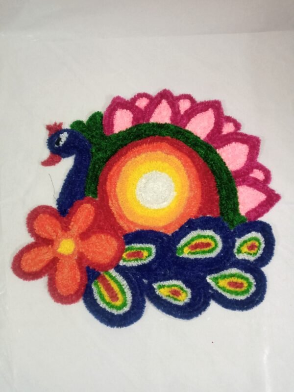 Peacock Rangoli Mat, 27 x 27 inches - Image 3
