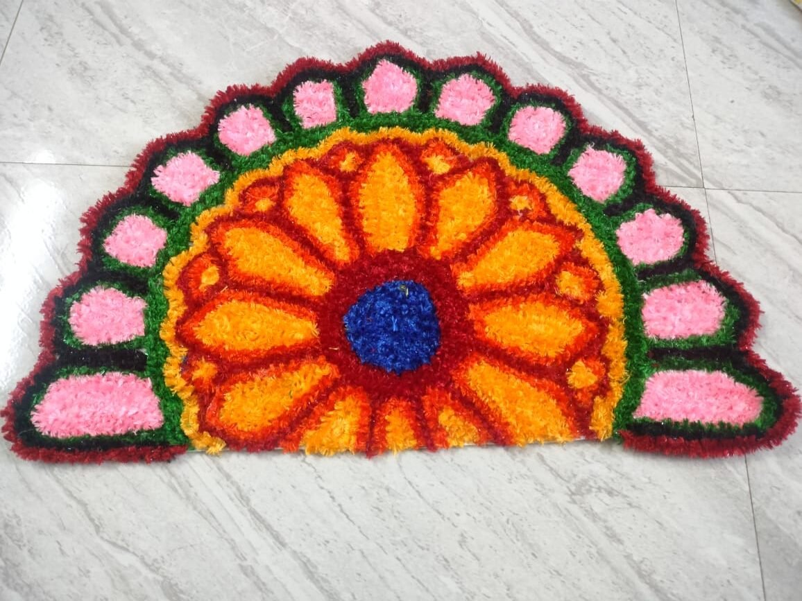 Semi Circle Rangoli Mat D1, 21 x 14 inches - Image 2