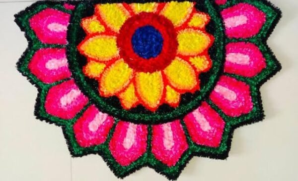 Semi Circle Rangoli Mat D3, 21 x 14 inches