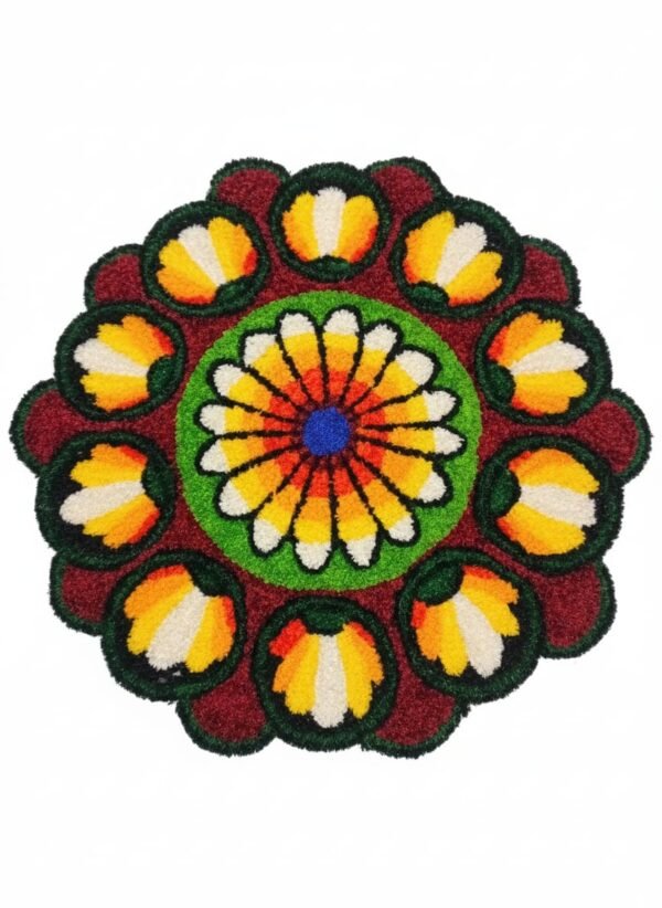 Floral Rangoli Carpet, 32 x 32 inches - Image 2