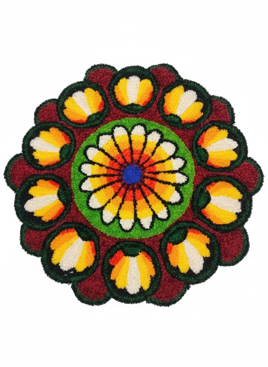 Floral Rangoli Carpet, 32 x 32 inches - Image 2