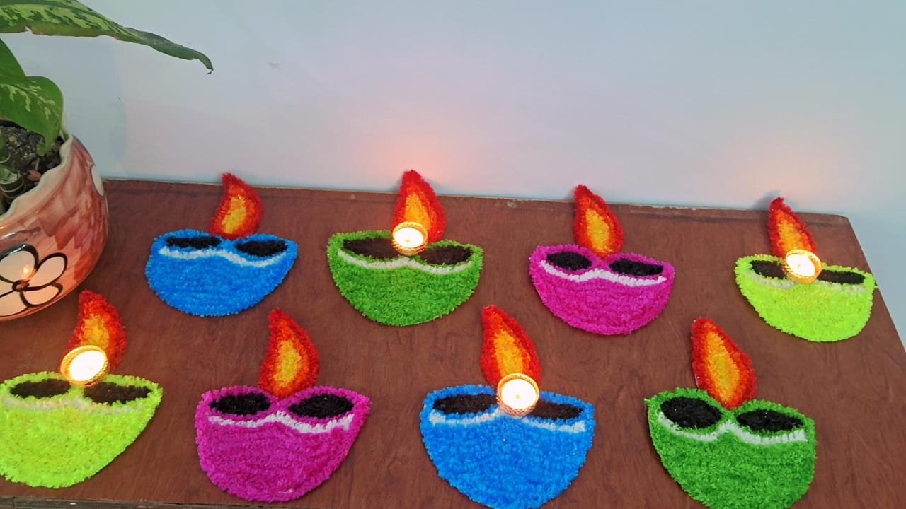 Pairs Of Diya Rangoli Mats (pack of 2)