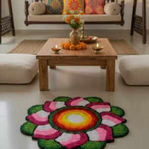 Floral Rangoli Carpet D2, 32 x 32 inches