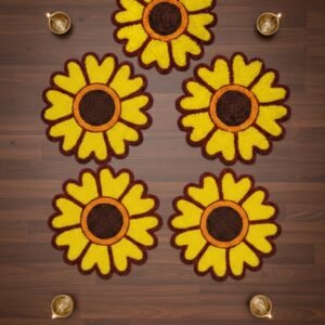 Flower Rangoli Mat, 3 Piece Pack, 12 x 12 inches